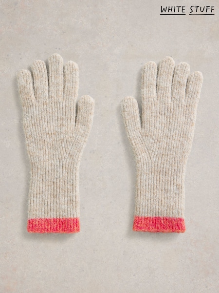 White Stuff Natural Colourblock Knitted Gloves (Y26771) | £29