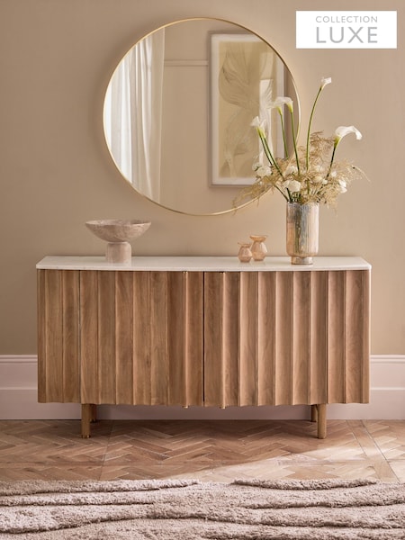 Collection Luxe Santa Fe Mango Wood And Marble Sideboard