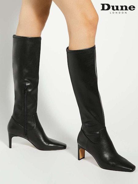Dune London Black Stellan Sock High Leg Boots (Y26909) | £169