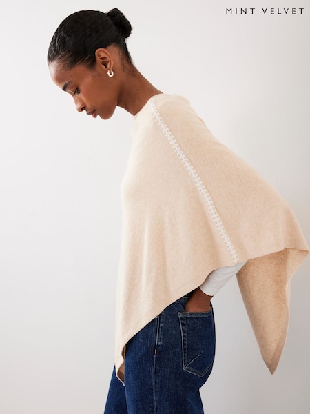 Mint Velvet Natural Whipstitch Knit Poncho (Y26993) | £69
