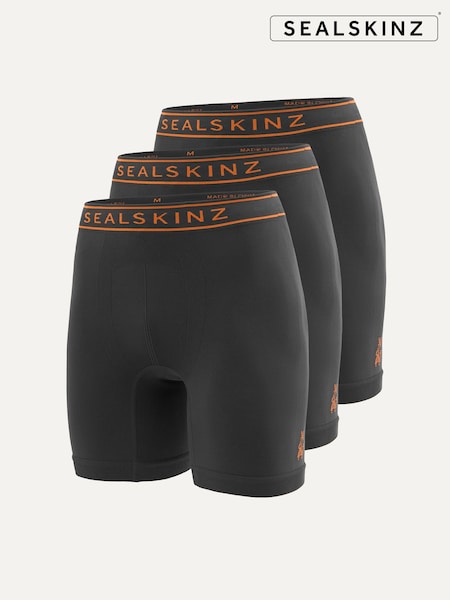 Sealskinz Newton Mens Seamless Running Boxer Black Shorts 3 Pack (Y27053) | £55