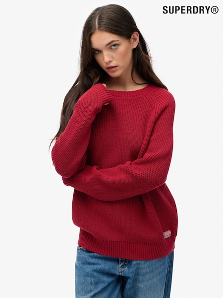 Superdry Red Relaxed Ribbed Knitted Jumper (Y27101) | £45