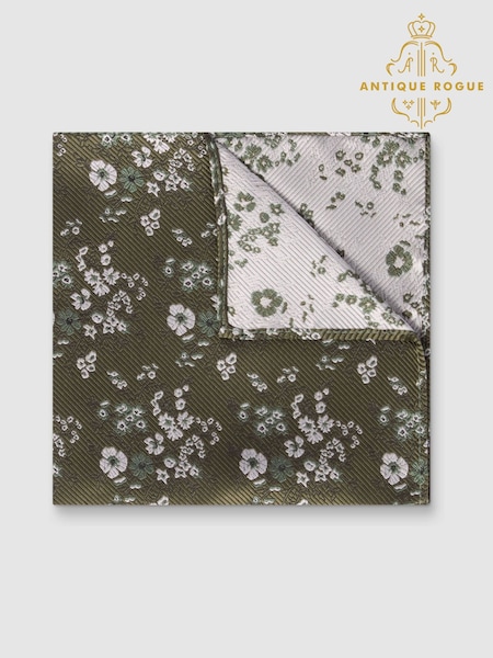 Antique Rogue Green Busy Floral Handkerchief (Y27137) | £10