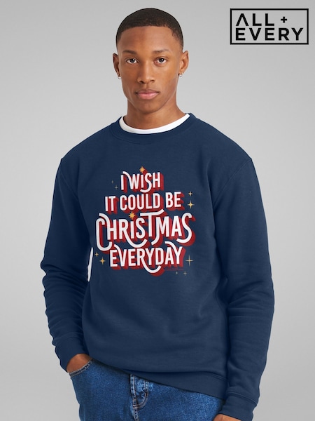 All + Every Blue I Wish It Could Be Christmas Everyday Wizzard Roy Wood Lyric Sweatshirt (Y27174) | £35