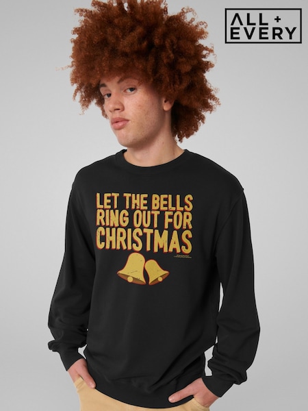 All + Every Black I Wish It Could Be Christmas Everyday Bells Lyric Wizzard Sweatshirt (Y27183) | £35