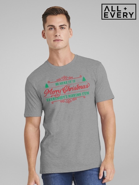 All + Every Grey So Here It Is Merry Christmas Merry Xmas Everybody Slade T-Shirt (Y27191) | £25
