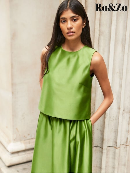 Ro&Zo Green Satin Full Skirt (Y27197) | £69