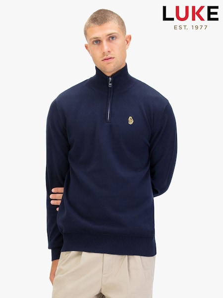 Luke 1977 Pretender Quarter Zip Kintted Jumper (Y27227) | £55