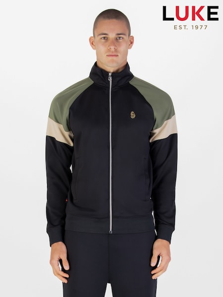 Luke 1977 Kas 3 Zip Black Sweatshirt Future Dusk (Y27241) | £75