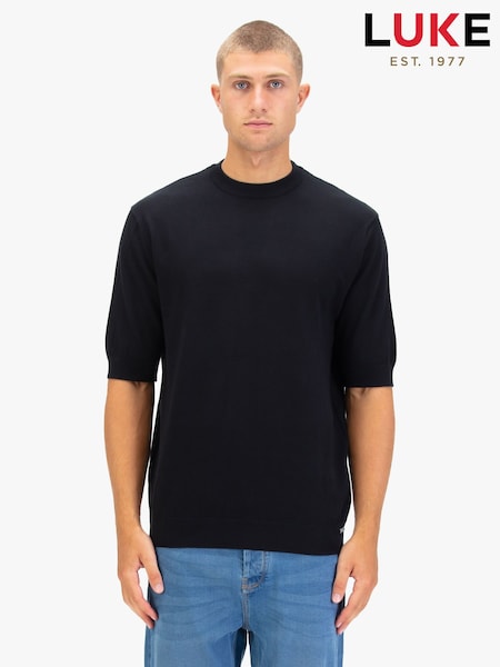 Luke 1977 Farrington Black Knitted T-Shirt (Y27243) | £35