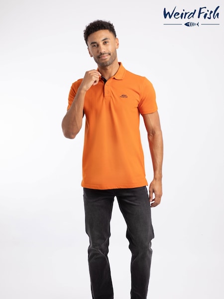 Weird Fish Orange White Miles Pique Polo Shirt (Y27258) | £38