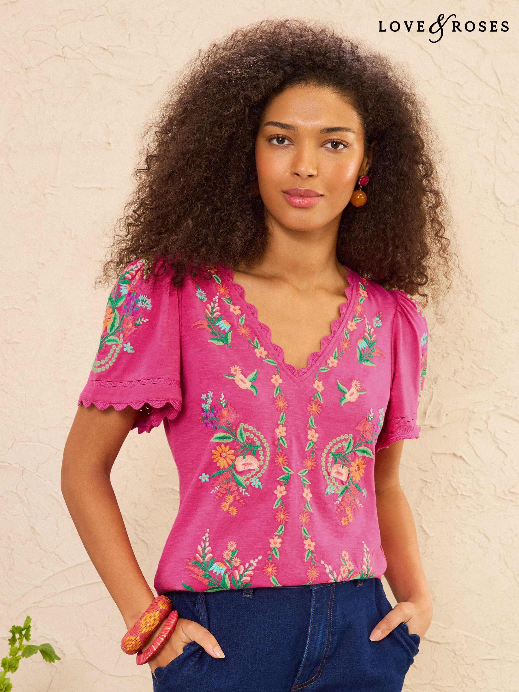 トップス Andmary Rosie flower knit tops pink ANDMARY】Rosie flower knit tops