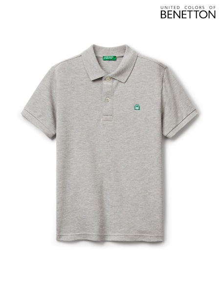 Benetton Grey Boys Short Sleeve Pique Polo Shirt (6-14 yrs) (Y27485) | £20