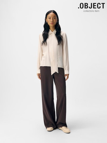 OBJECT White Long Sleeve Bow Detail Shirt (Y27496) | £40