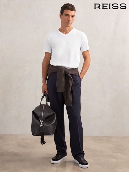 Reiss White Dayton Cotton V-Neck T-Shirt (Y27615) | £28