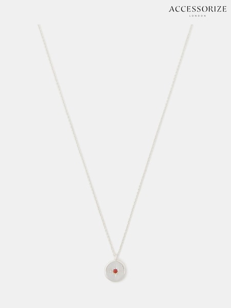 Accessorize Silver Sterling  Birthstone Disc Pendant Necklace (Y27657) | £24