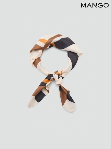 Mango Cream Striped Satin Scarf (Y27805) | £15