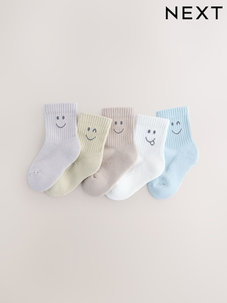 Neutral Faces Cushioned Footbed Cotton Rich Ribbed Socks 5 Pack (Y27859) | £8 - £10