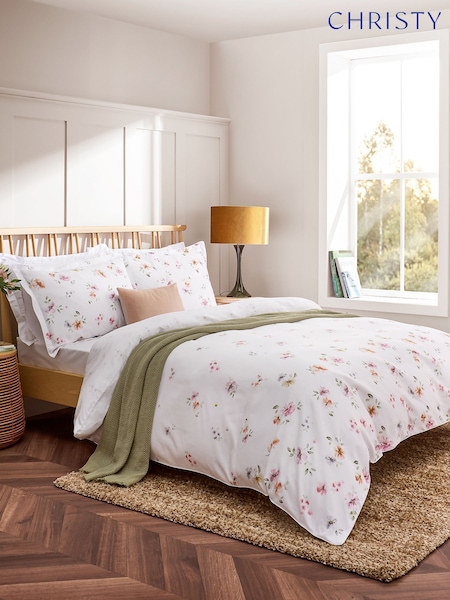 Christy Cream Arabella Cotton Sateen Floral Duvet Set (Y27877) | £70 - £110