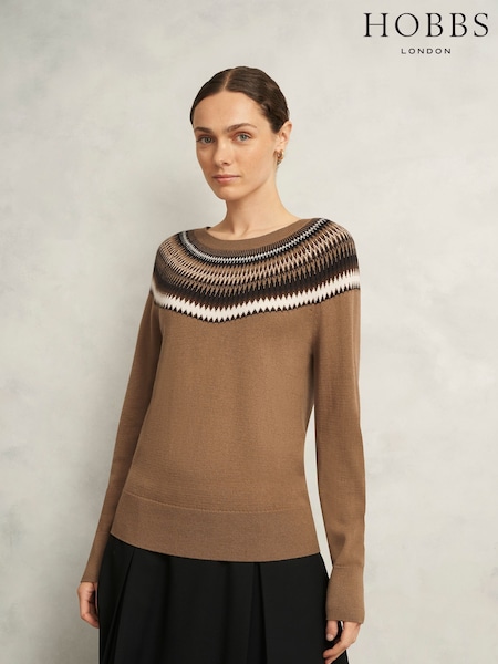 Hobbs Brown Greta Fairisle Jumper (Y27940) | £99