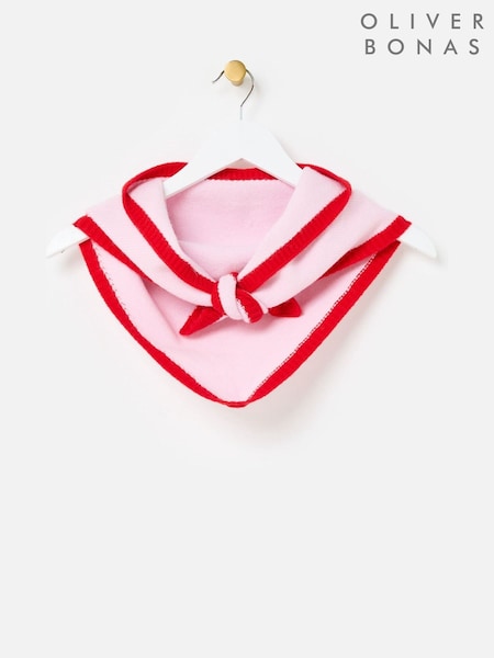 Oliver Bonas Pink Trim Ribbed Knitted Triangle Scarf (Y28013) | £28