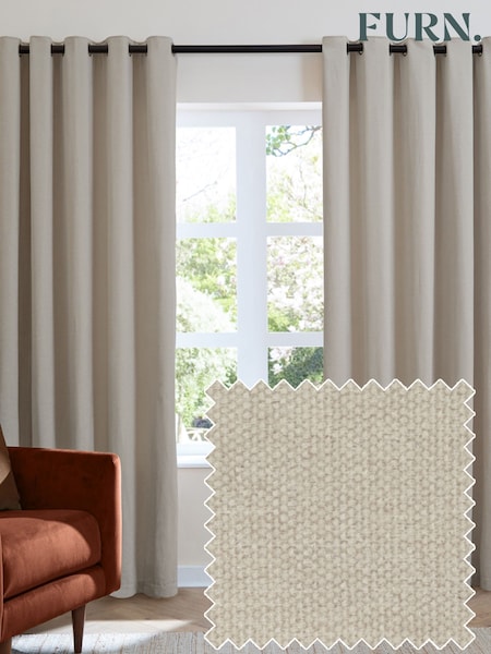 Furn Natural Soft Chenille Lined Eyelet Curtains (Y28132) | £43 - £95