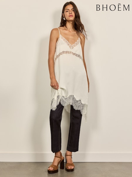 Cream - Strappy Lace Mini Dress