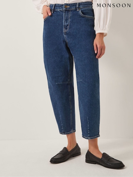 Monsoon Navy Blue Dina Darted Barrel Jeans (Y28452) | £65