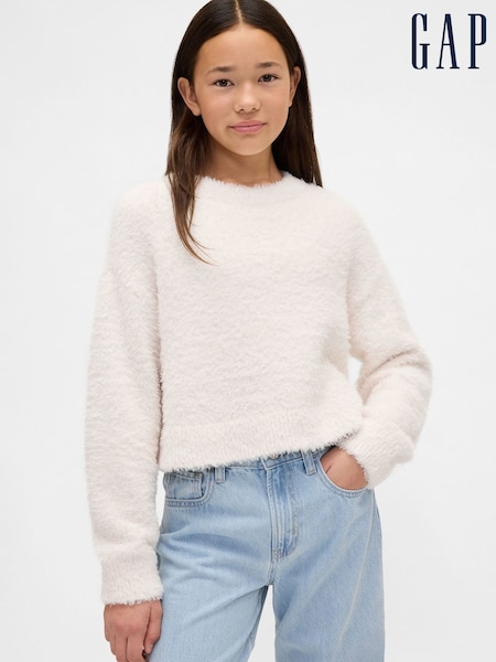 Gap White Eyelash Crew Neck Jumper (4-13yrs) (Y28681) | £25