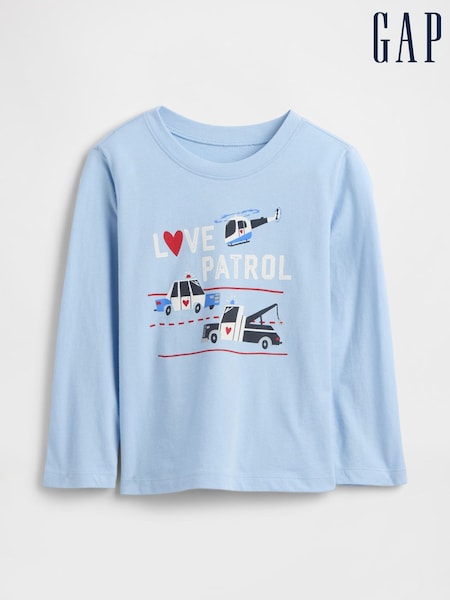 Gap Blue Long Sleeve Graphic T-Shirt (6mths-5yrs) (Y28771) | £11