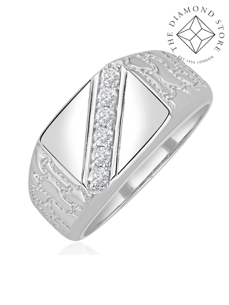 The Diamond Store White Men's 0.25ct Round Cut Lab Diamond Signet Ring in Sterling Silver (Y28864) | £219