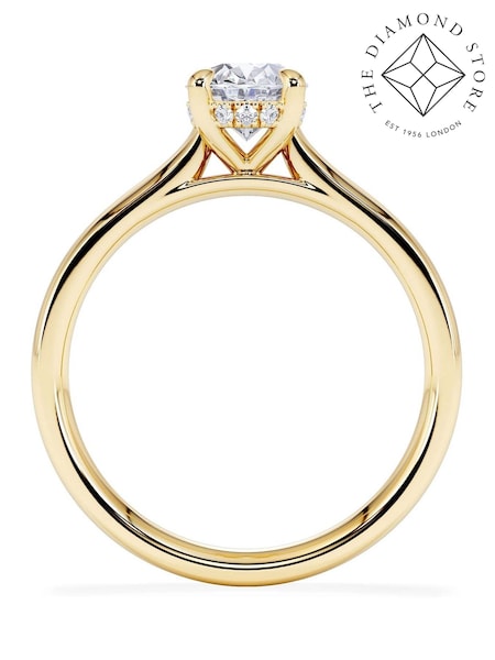 The Diamond Store Gold Amora 1.00ct  Oval Cut  Lab Diamond  Hidden Halo Engagement Ring in 18K Yellow Gold (Y28868) | £1,349