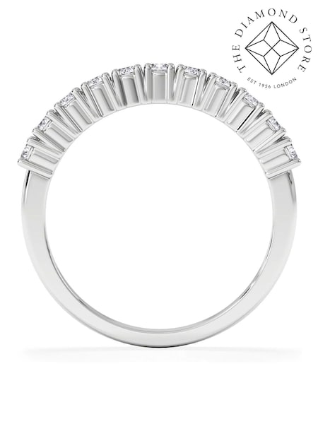 The Diamond Store White Twilight 0.50ct Round Cut Lab Diamond Half Eternity Ring in 9K White Gold (Y28879) | £499