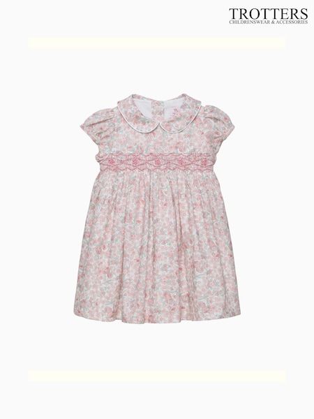 Trotters London Pink Arabella Floral Smocked Dress (Y29086) | £66