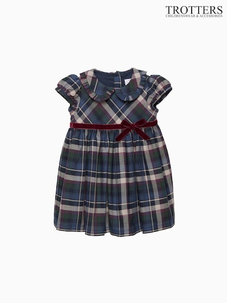 Trotters London Blue Bonnie Tartan Dress (Y29094) | £66