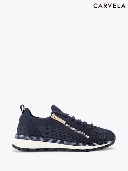 Carvela Comfort Blue Pace Zip Knit Trainers (Y29200) | £89