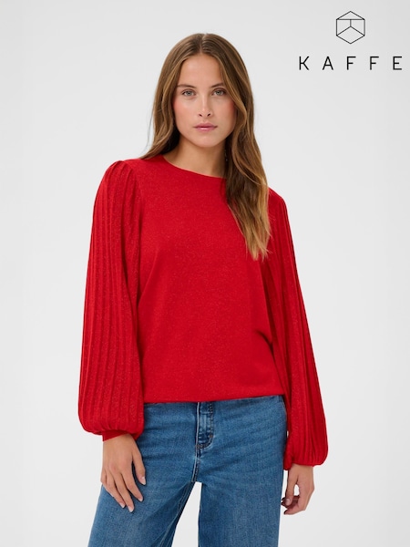 Kaffe Red KAregina Long Sleeve Crew Neck Pullover Jumper (Y29263) | £50