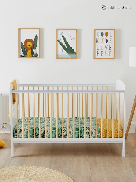 Ickle Bubba White Coleby Scandi Cot Bed and Premium Sprung Mattress (Y29313) | £249