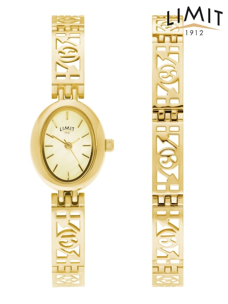 Gold - Limit 19mm Oval Analogue Watch With Bracelet