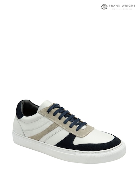 Frank Wright White Leather And Suede Lace-Up Trainers (Y29332) | £60