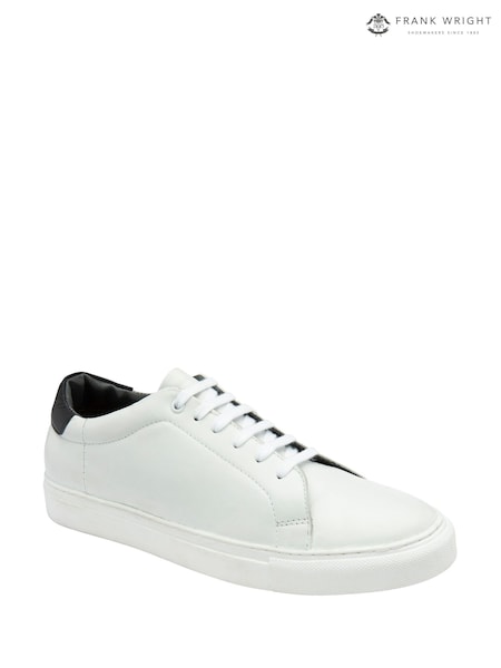 Frank Wright White Leather Lace-Up Classic Trainers (Y29338) | £60