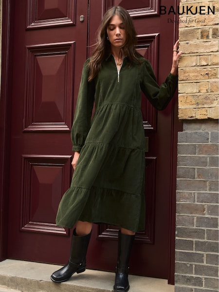 Baukjen Green Jean Corduroy Midi Dress (Y29453) | £189