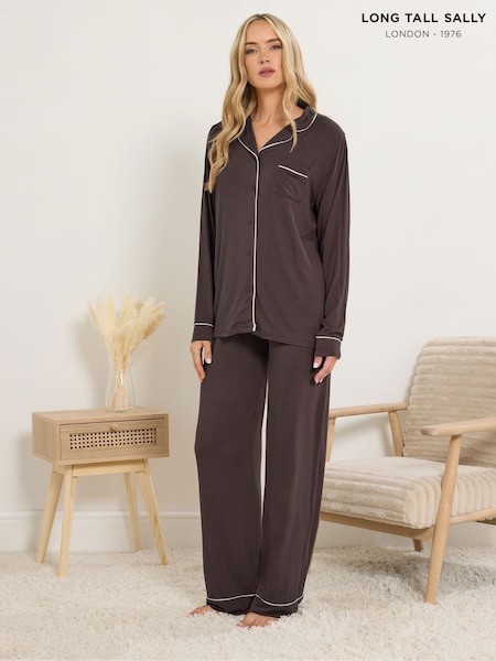 Long Tall Sally Brown Long Sleeve Pyjamas Set (Y29501) | £36