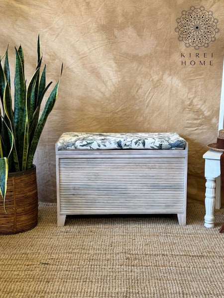 Kirei Home Natural Mango Wood Ottoman with Storage (Y29622) | £325