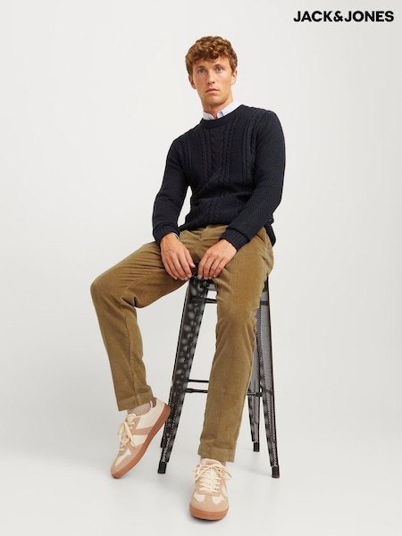 JACK & JONES Brown Corduroy Chino Trousers (Y29660) | £45