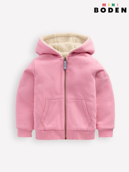 Boden Pink Reversible Borg Hoodie (Y30023) | £42 - £48