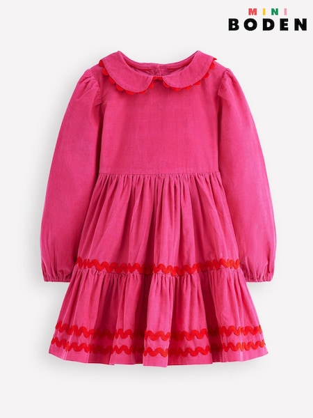 Boden Pink Cord Ric Rac Trim Dress (Y30029) | £42 - £48