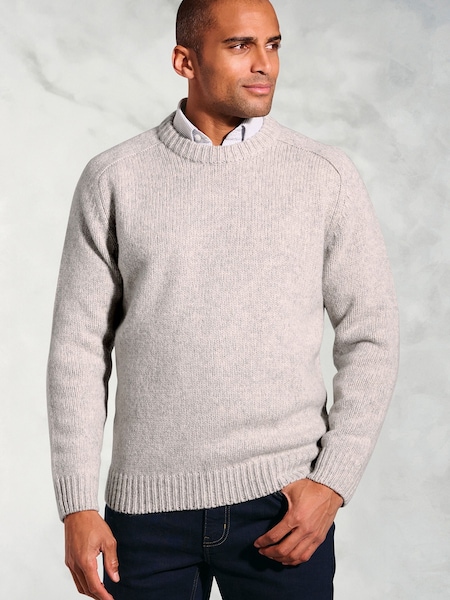 Brook Taverner Grey Chunky Lambswool Crew Neck Jumper (Y30229) | £69