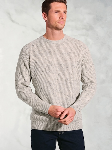Brook Taverner Grey Rib Nep Lambswool Crew Neck Jumper (Y30259) | £60