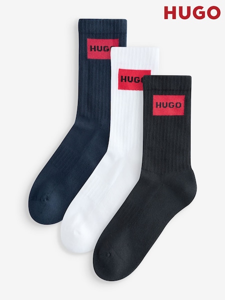HUGO Blue Logo Patch Socks 3 Pack (Y30335) | £24